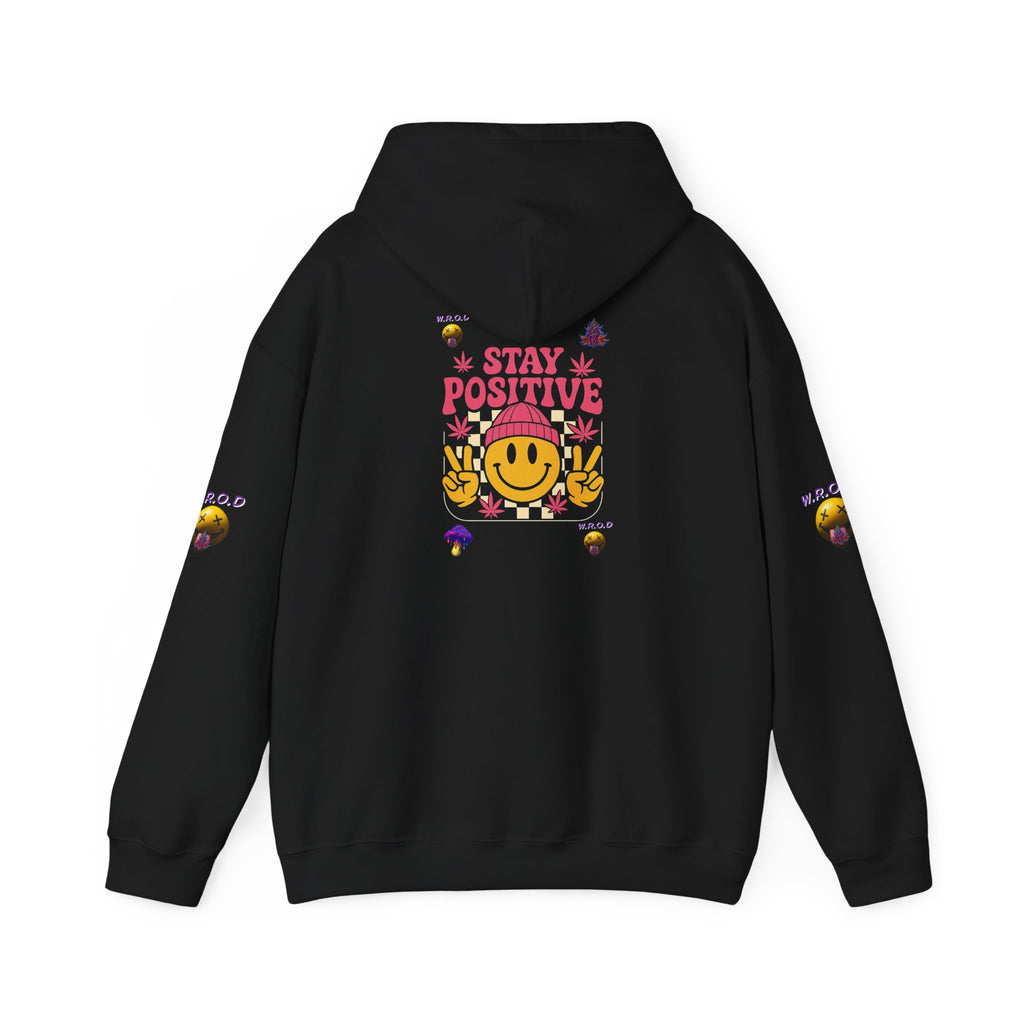 Stay Positive Hoodie — Smiley Sunflower Graphic Sweatshirt