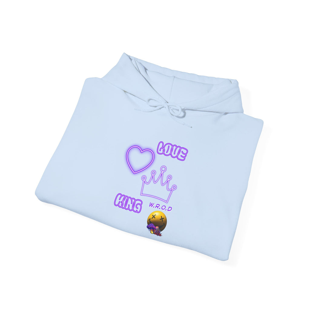 Skull Passion Hoodie — Purple Neon Crown & Heart Graphic Sweatshirt