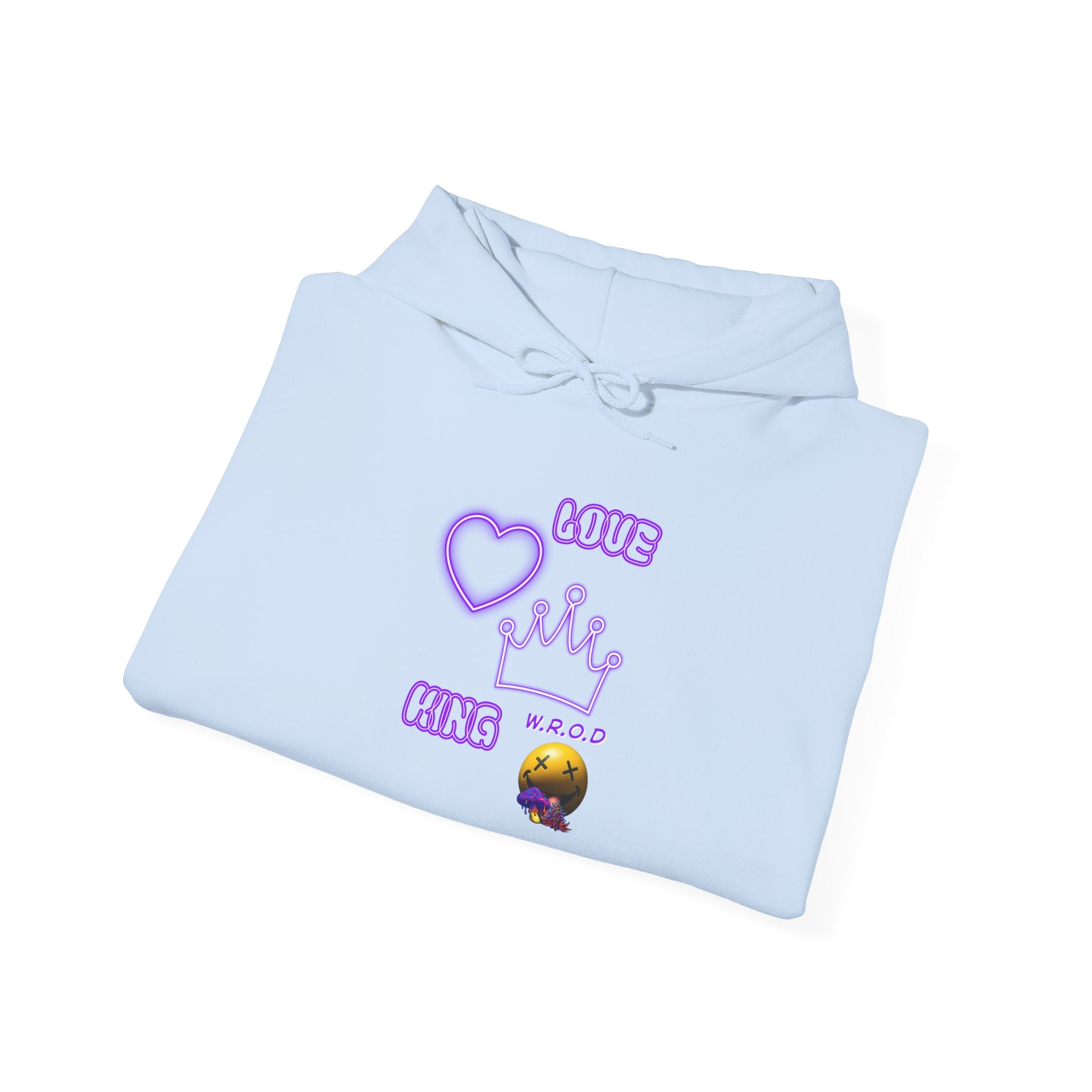 Skull Passion Hoodie — Purple Neon Crown & Heart Graphic Sweatshirt