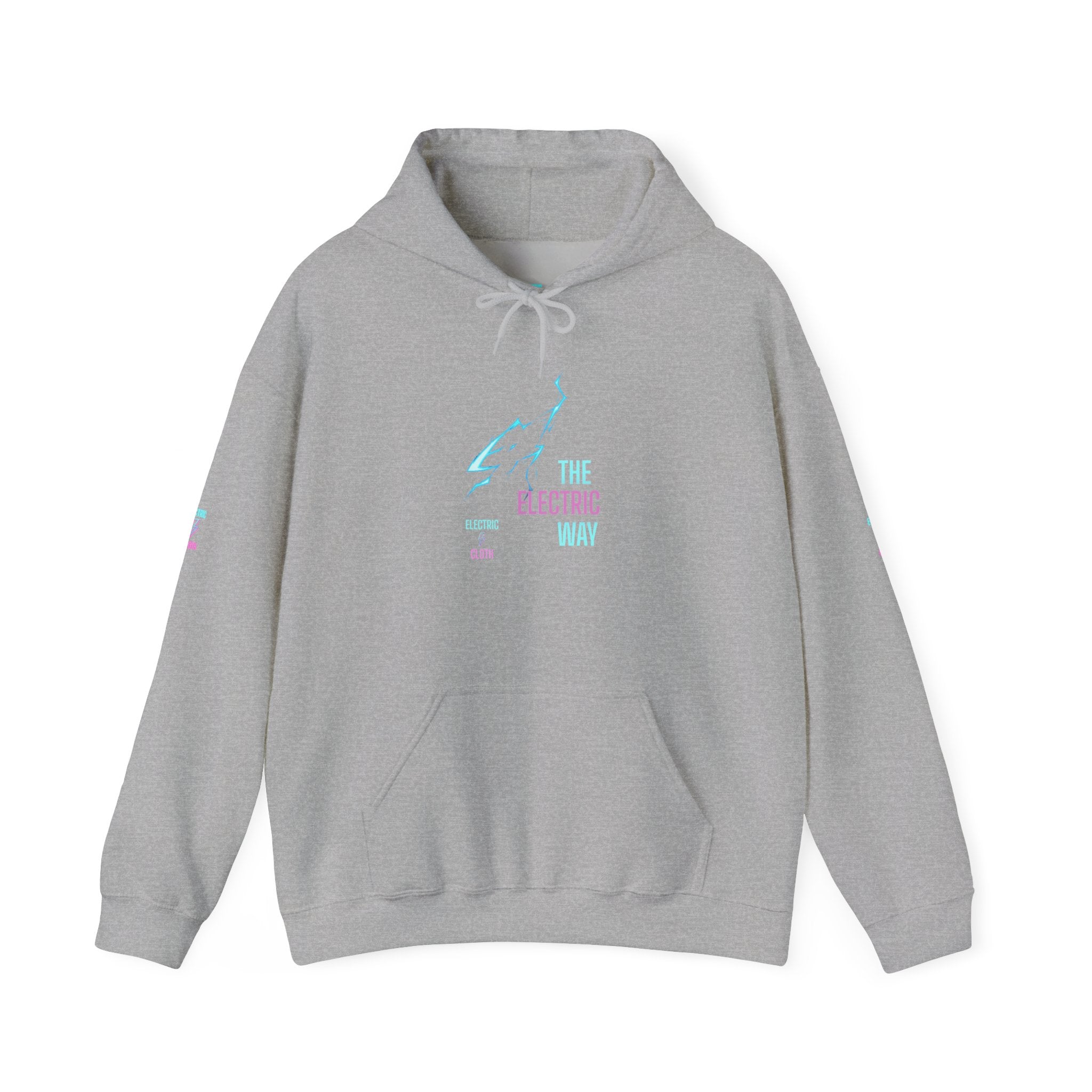 Hoodie — "The Electric Way" Neon Lightning Graphic Pullover