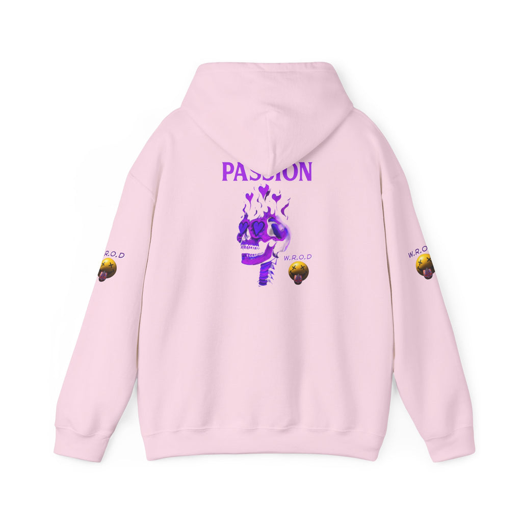 Skull Passion Hoodie — Purple Neon Crown & Heart Graphic Sweatshirt