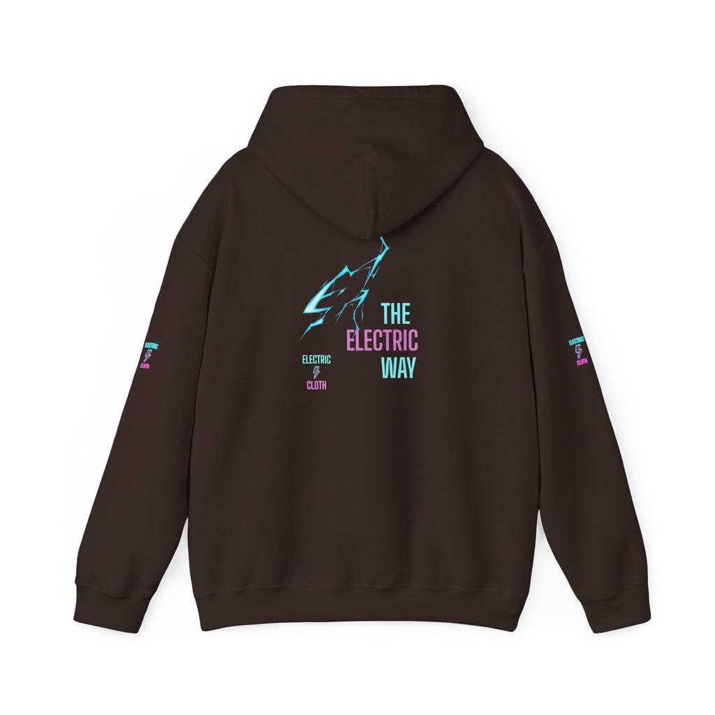 Hoodie — "The Electric Way" Neon Lightning Graphic Pullover