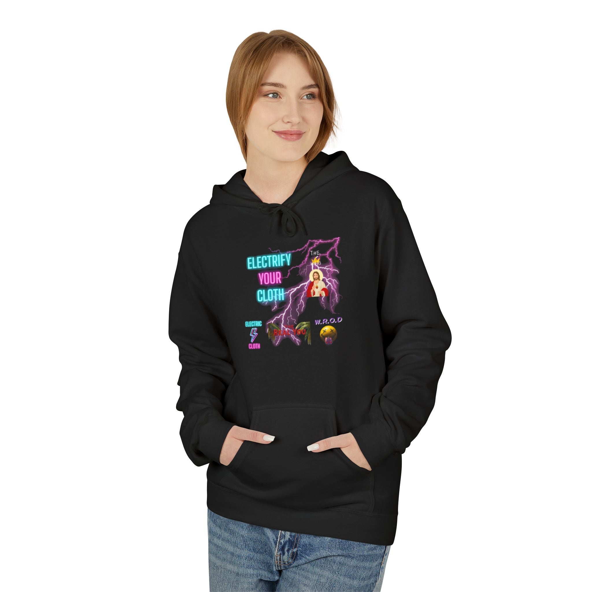 Electric Way Hoodie — Retro Neon Lightning Graphic Hoodie
