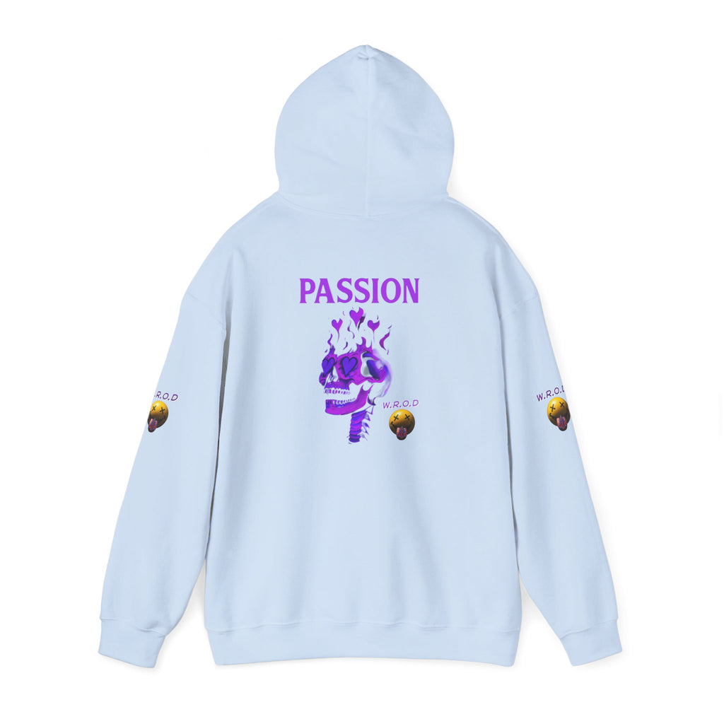 Skull Passion Hoodie — Purple Neon Crown & Heart Graphic Sweatshirt