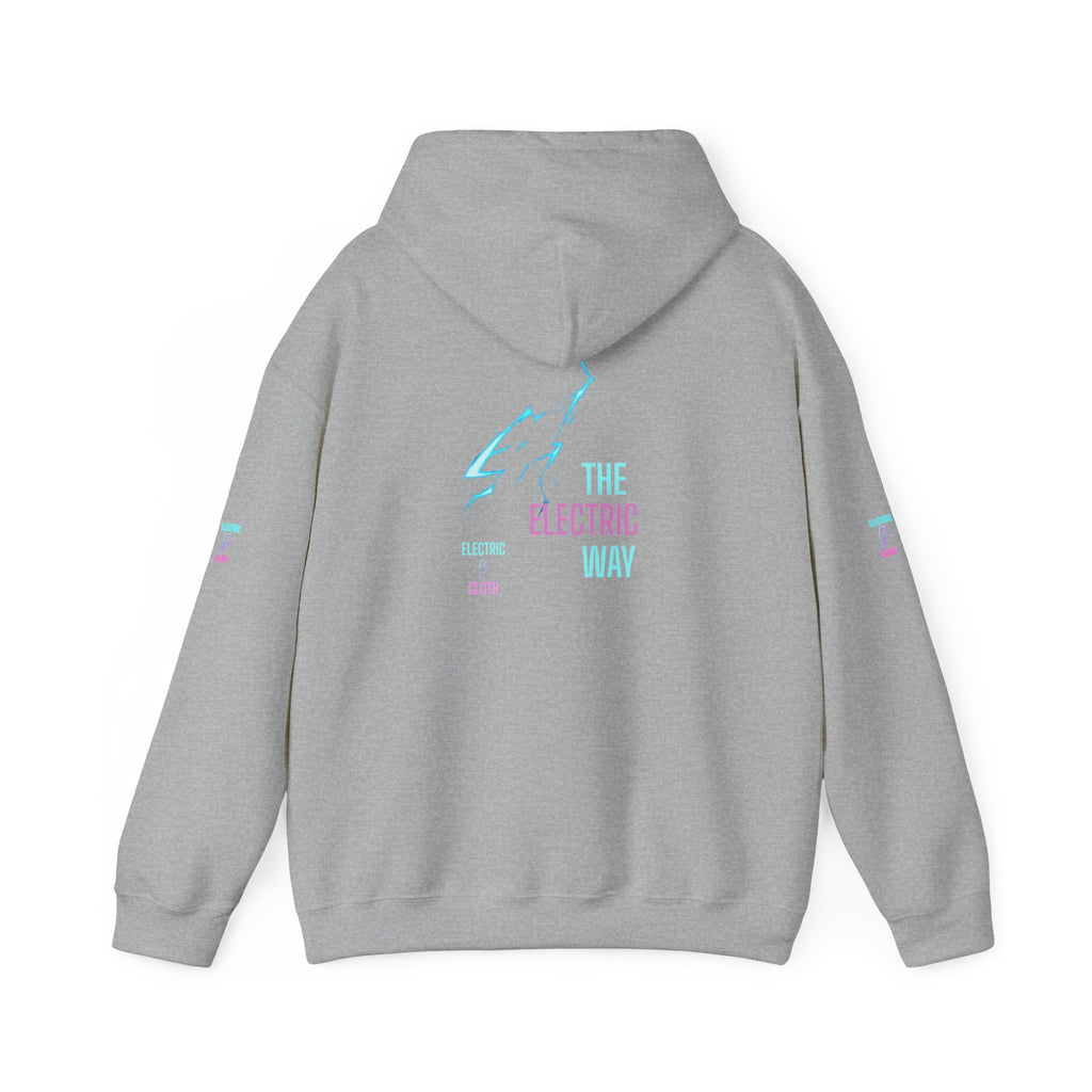 Hoodie — "The Electric Way" Neon Lightning Graphic Pullover