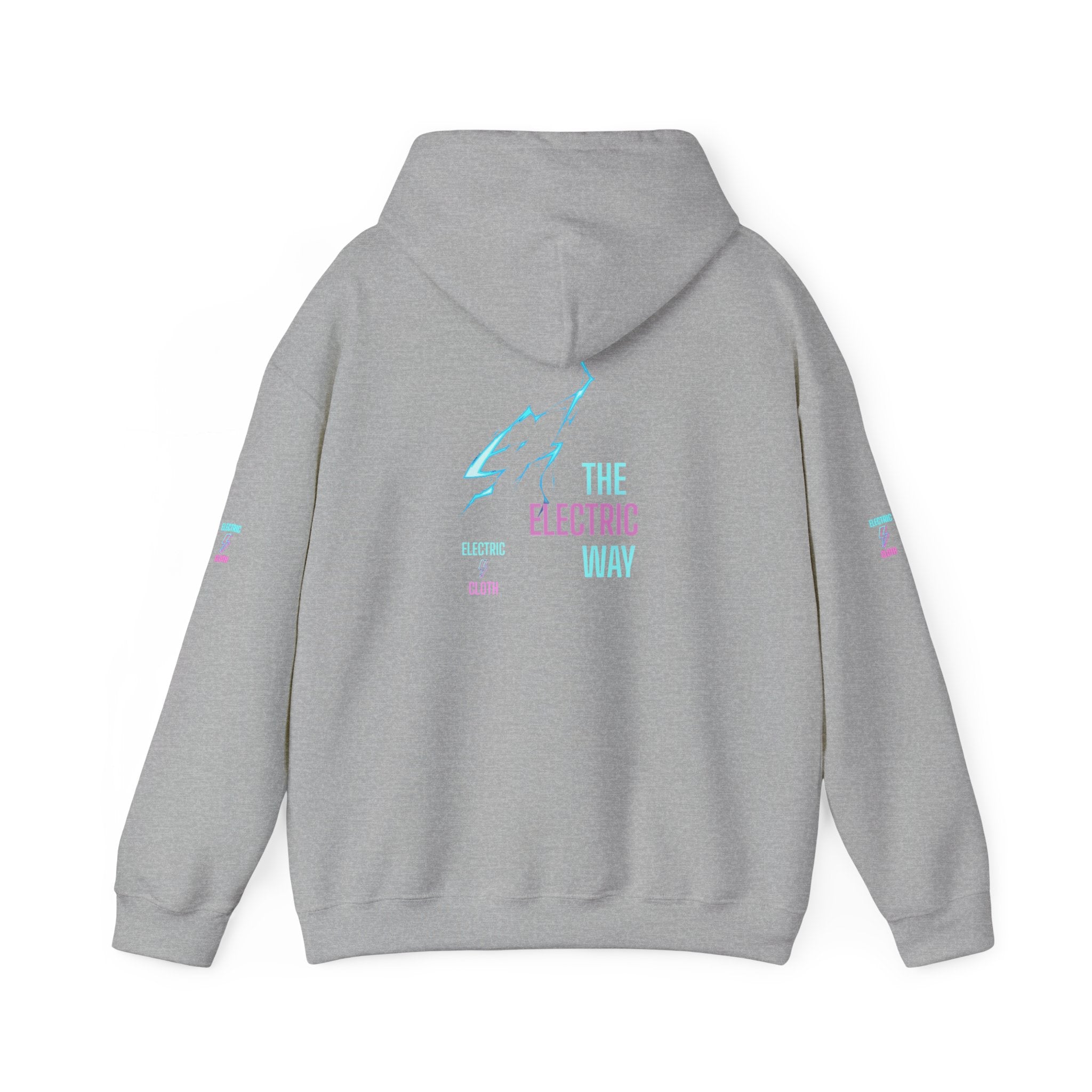 Hoodie — "The Electric Way" Neon Lightning Graphic Pullover