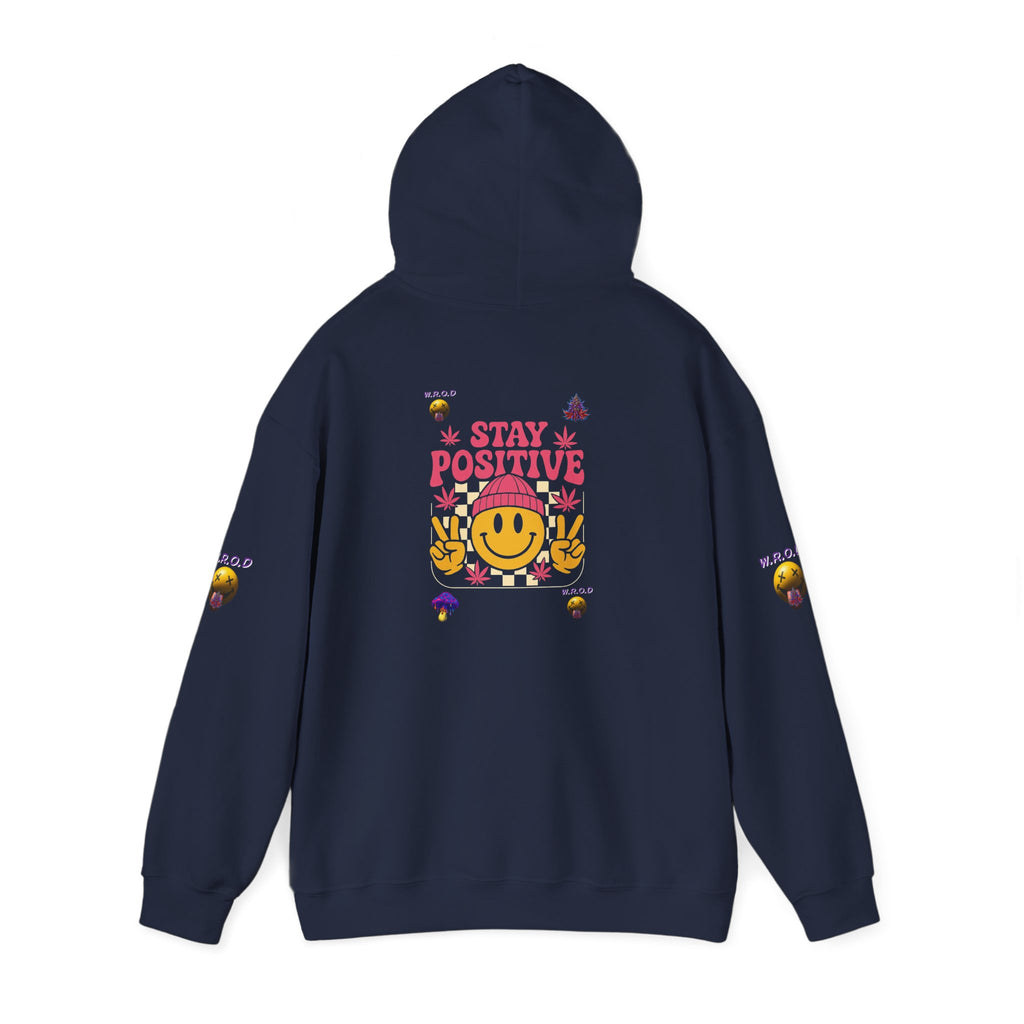Stay Positive Hoodie — Smiley Sunflower Graphic Sweatshirt