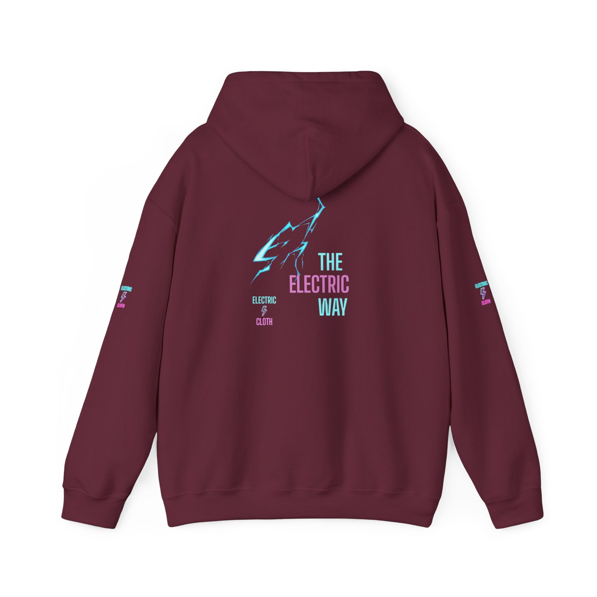 Hoodie — "The Electric Way" Neon Lightning Graphic Pullover