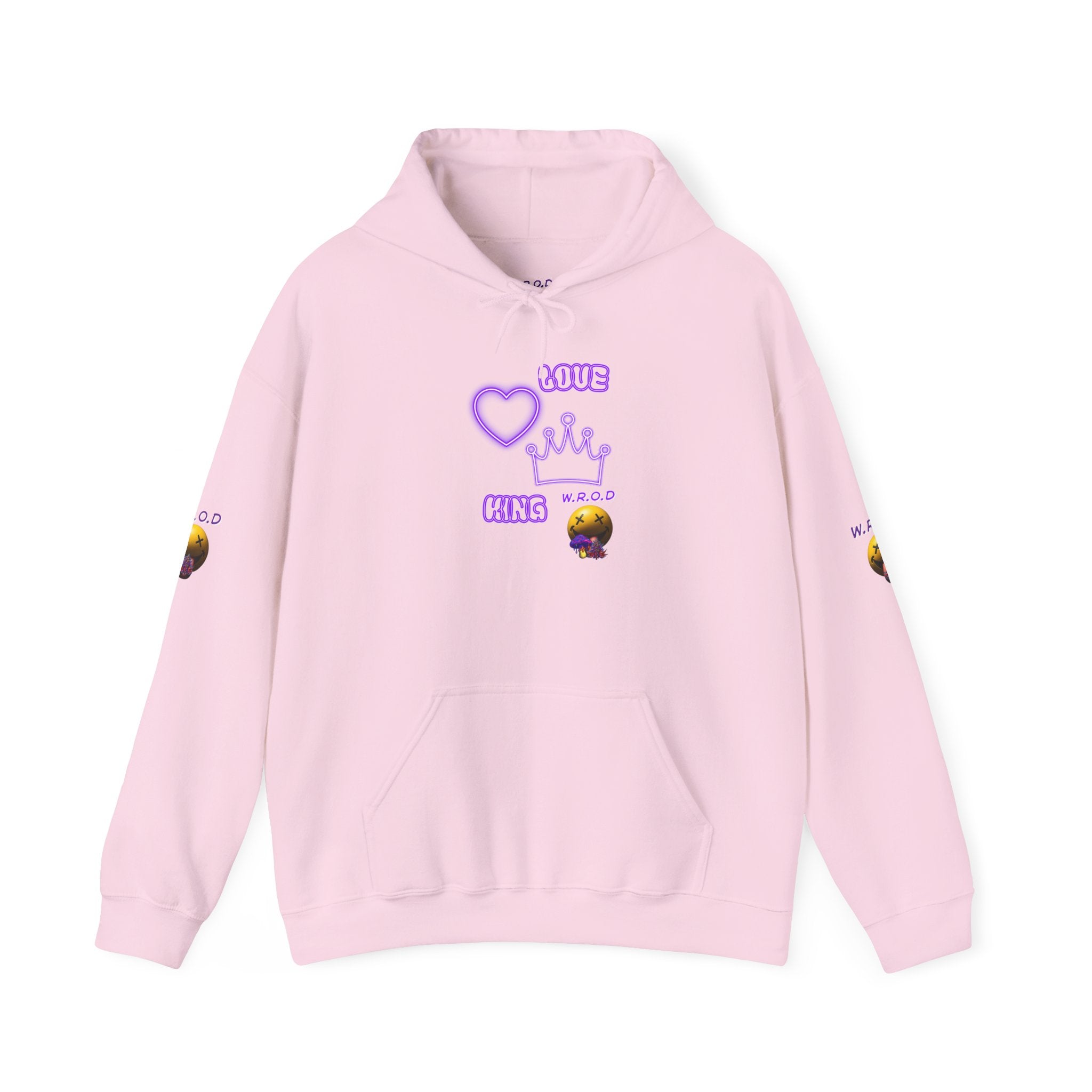 Skull Passion Hoodie — Purple Neon Crown & Heart Graphic Sweatshirt